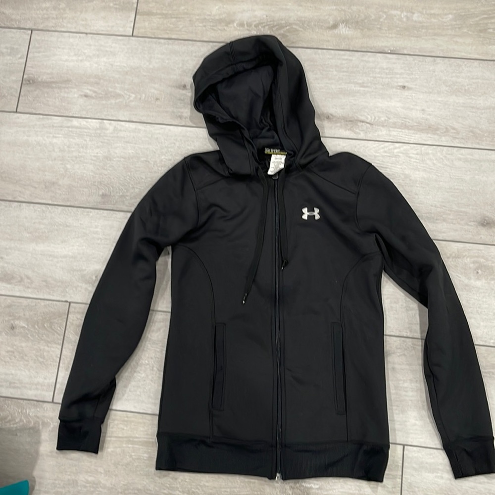 Under armor zip up black hoodie XS